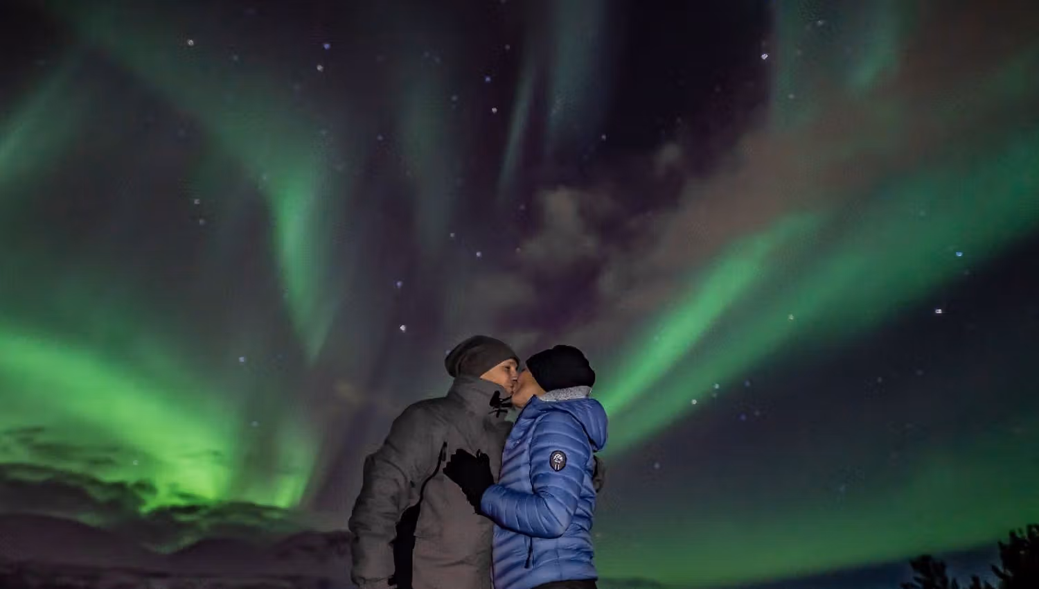 Kissing under the northern lights