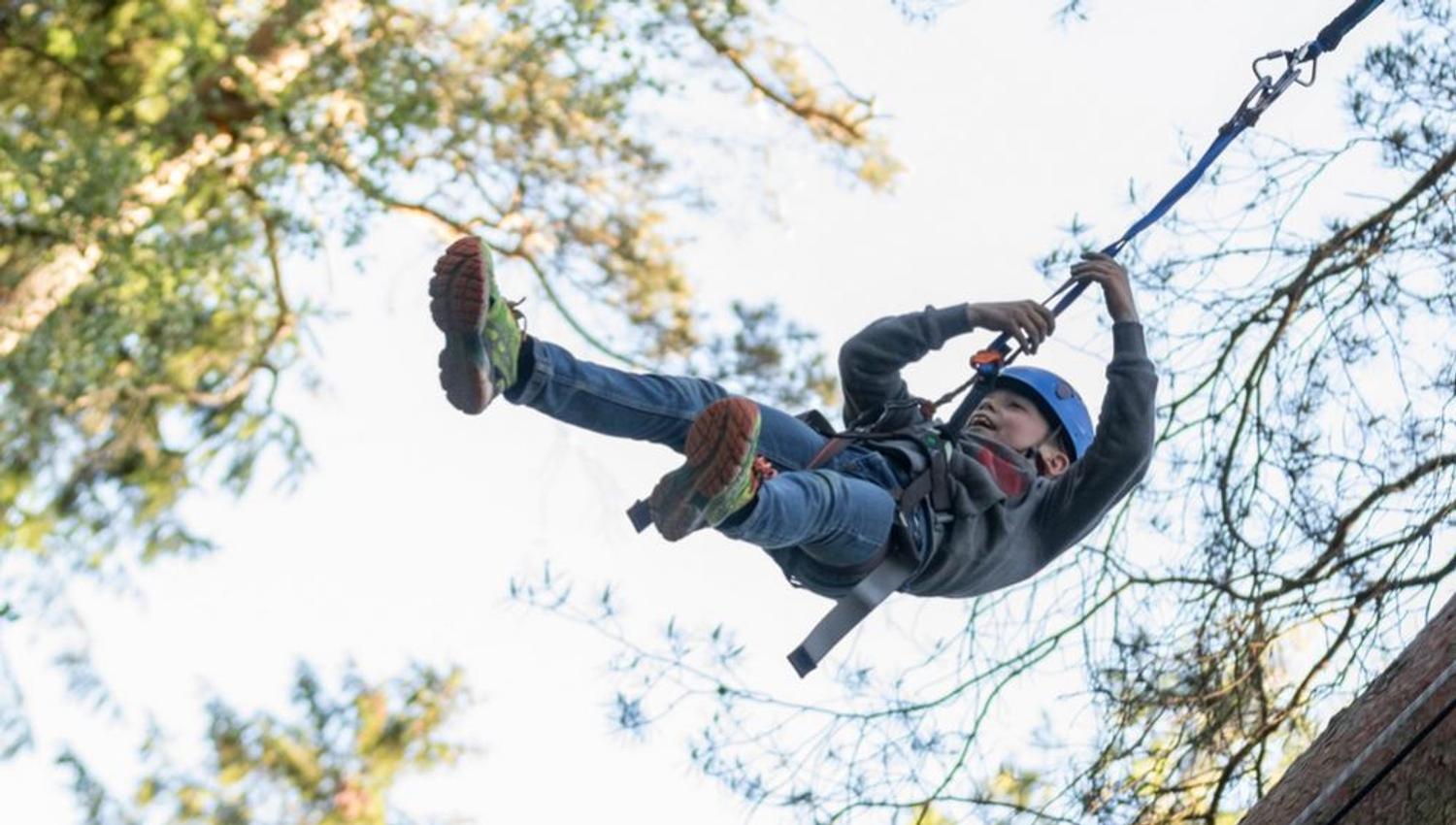 Boy in zip line