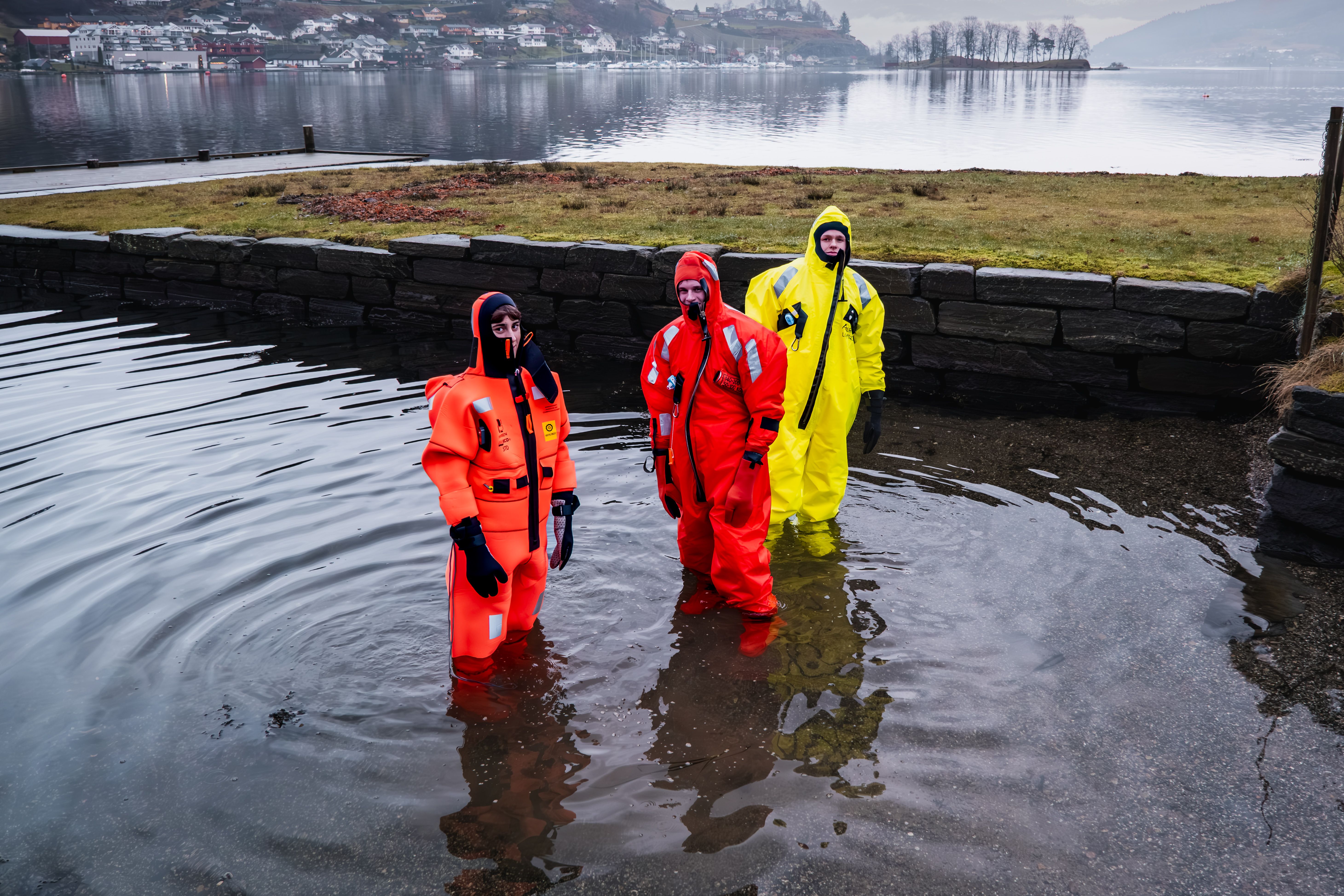 People entering the Hardangerfjord during Fjord floating in Norheimsund
