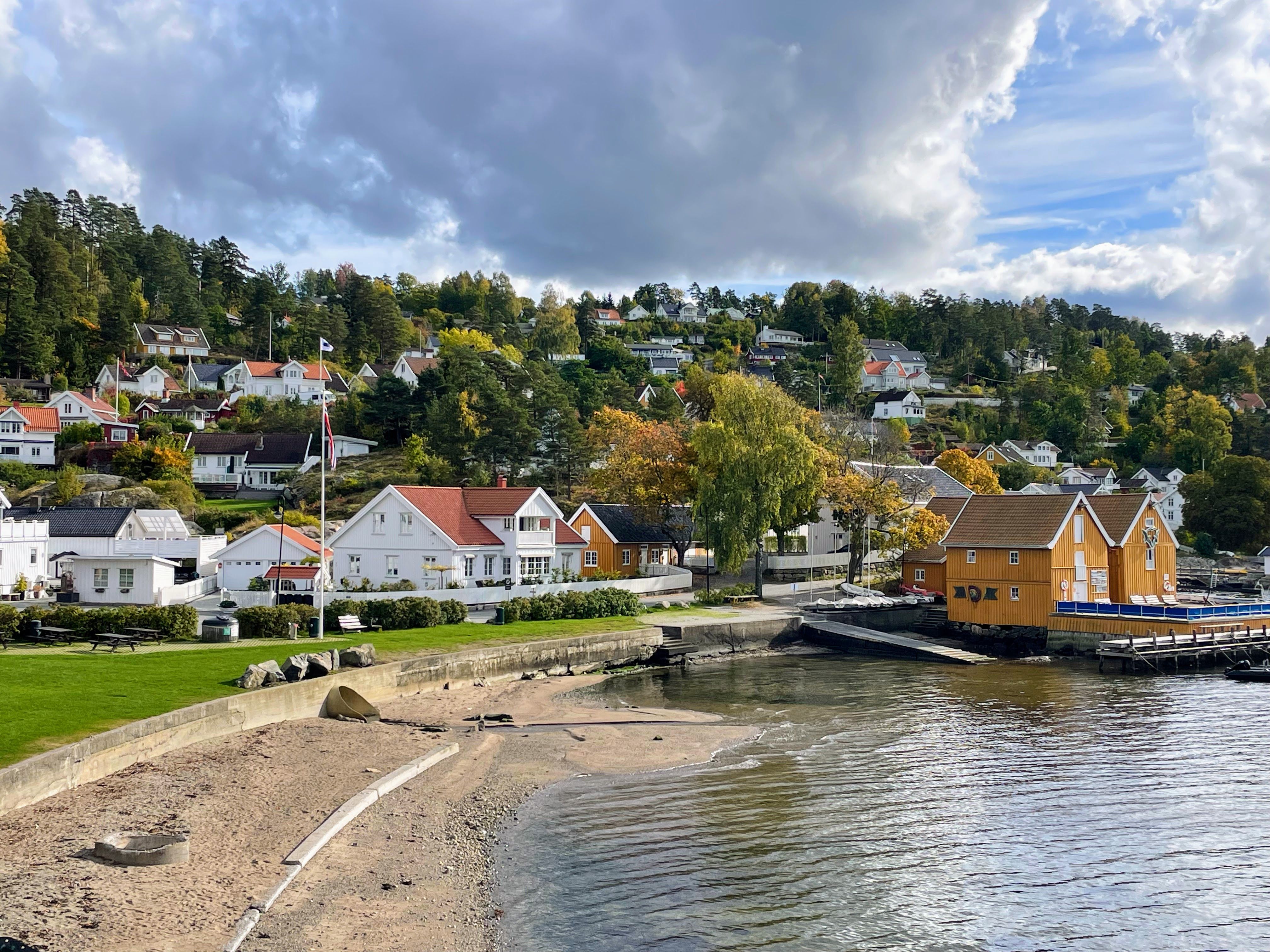 View of Hvitsten houses and the beach