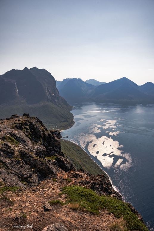 View of fjords and mountains in summer