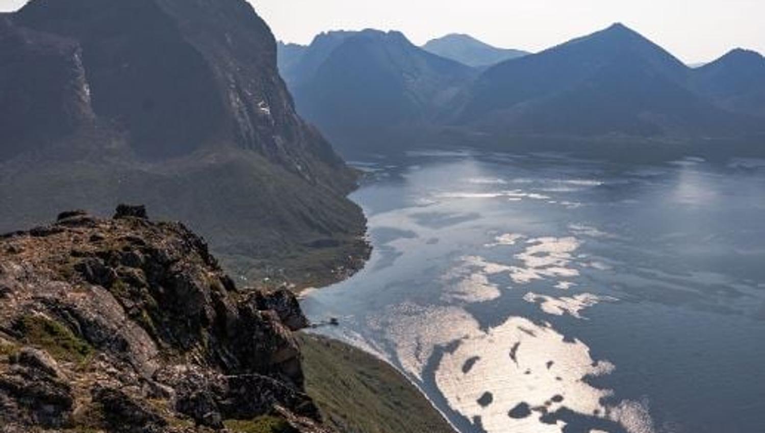 View of fjords and mountains in summer