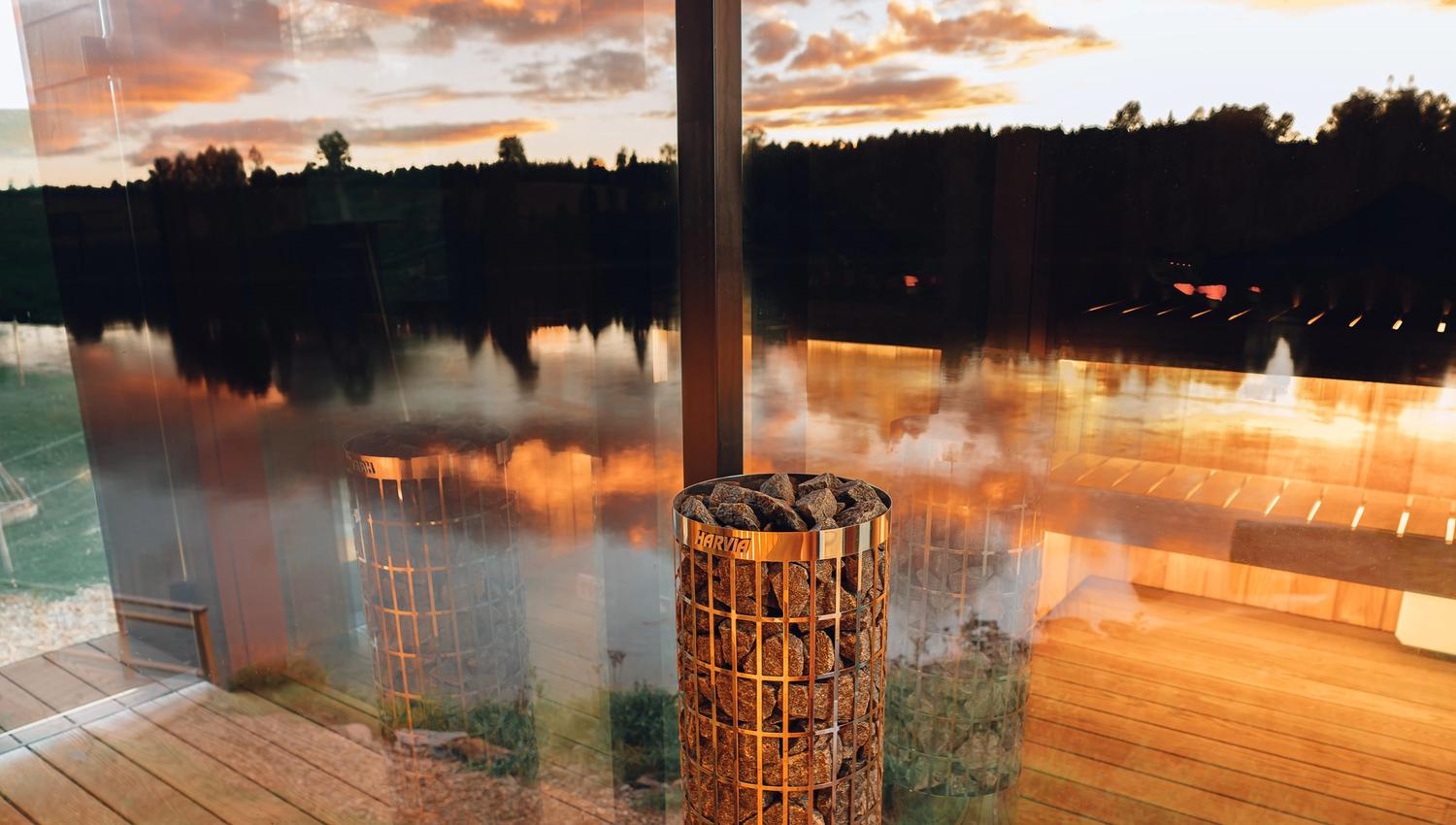 Reflex from inside the sauna looking over the river