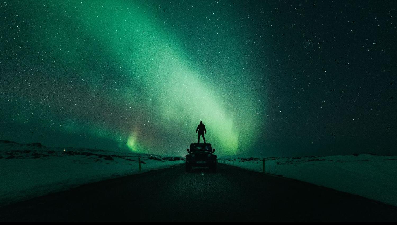 A person enjoying the northern lights