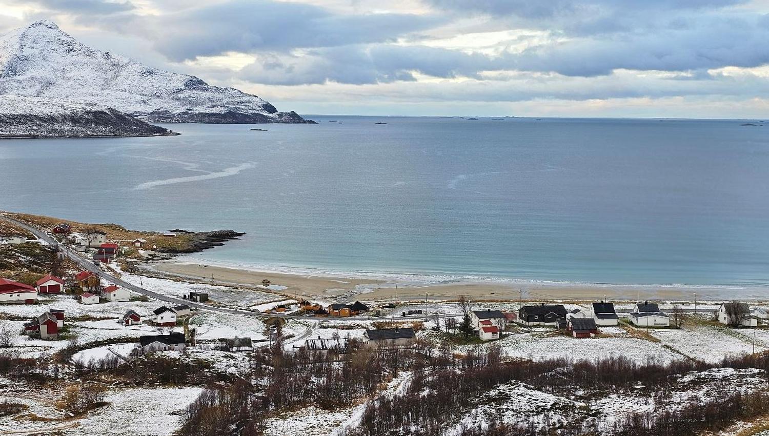 Coast and fjord view in the winter