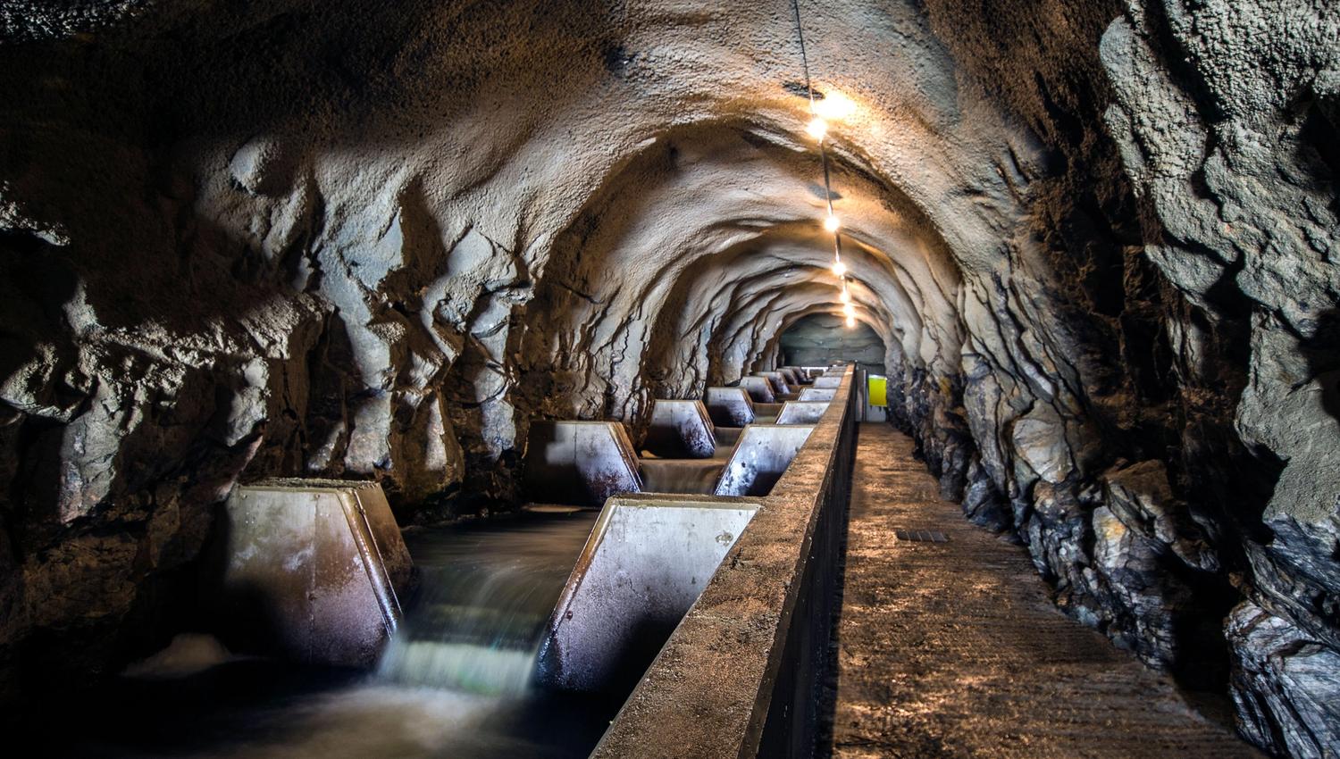 Laksetrapp i tunnel, Norsk Villakssenter - Kvåsfossen