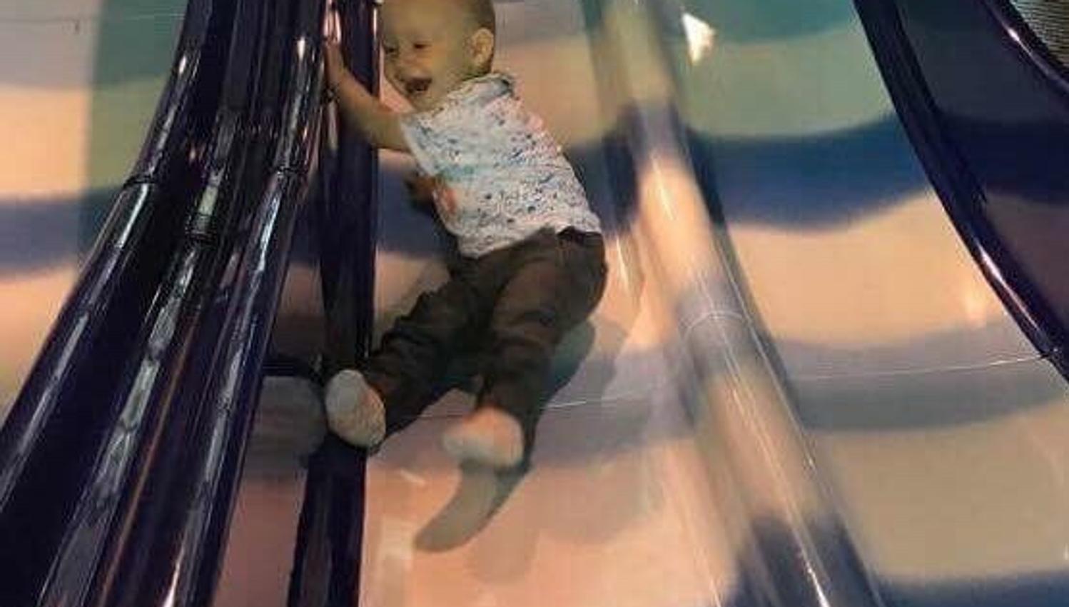 A child in a slide