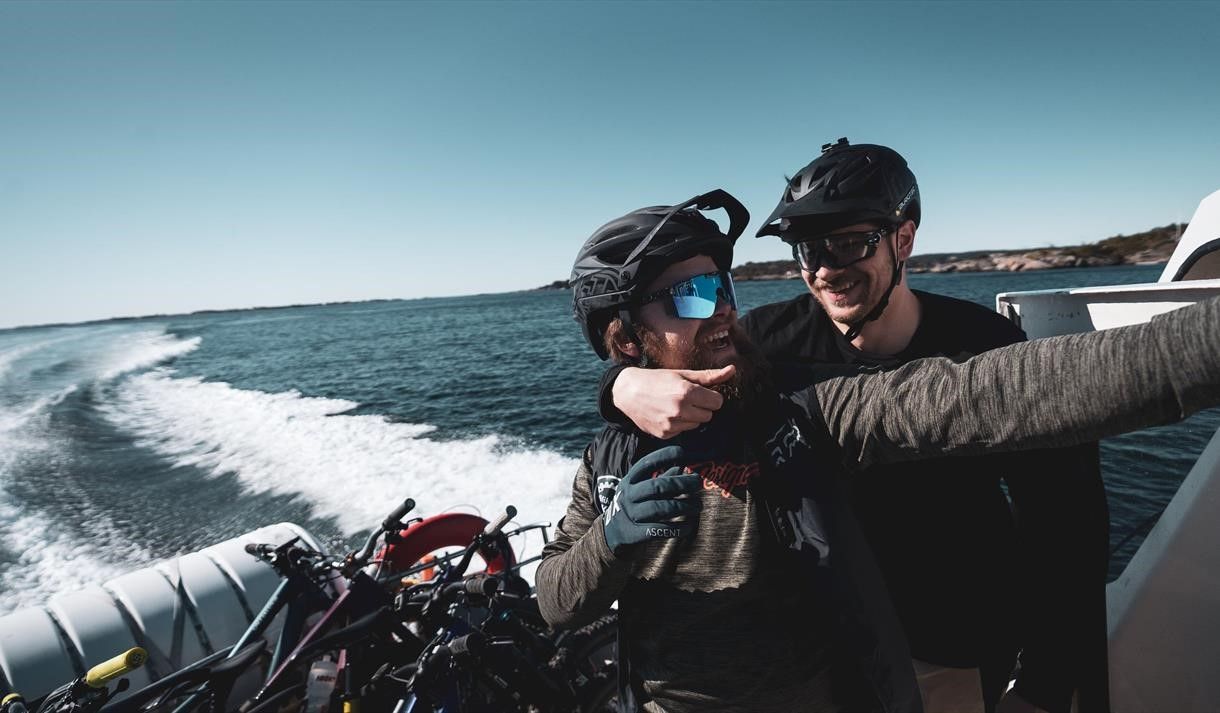 cyclists on the taxi boat