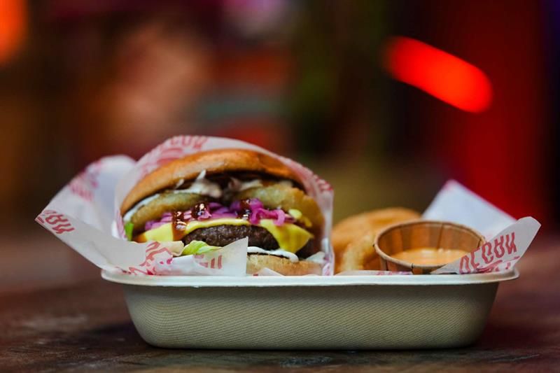 Detail of dirty vegan burger