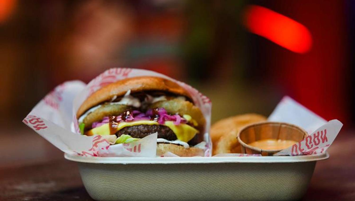 Detail of dirty vegan burger