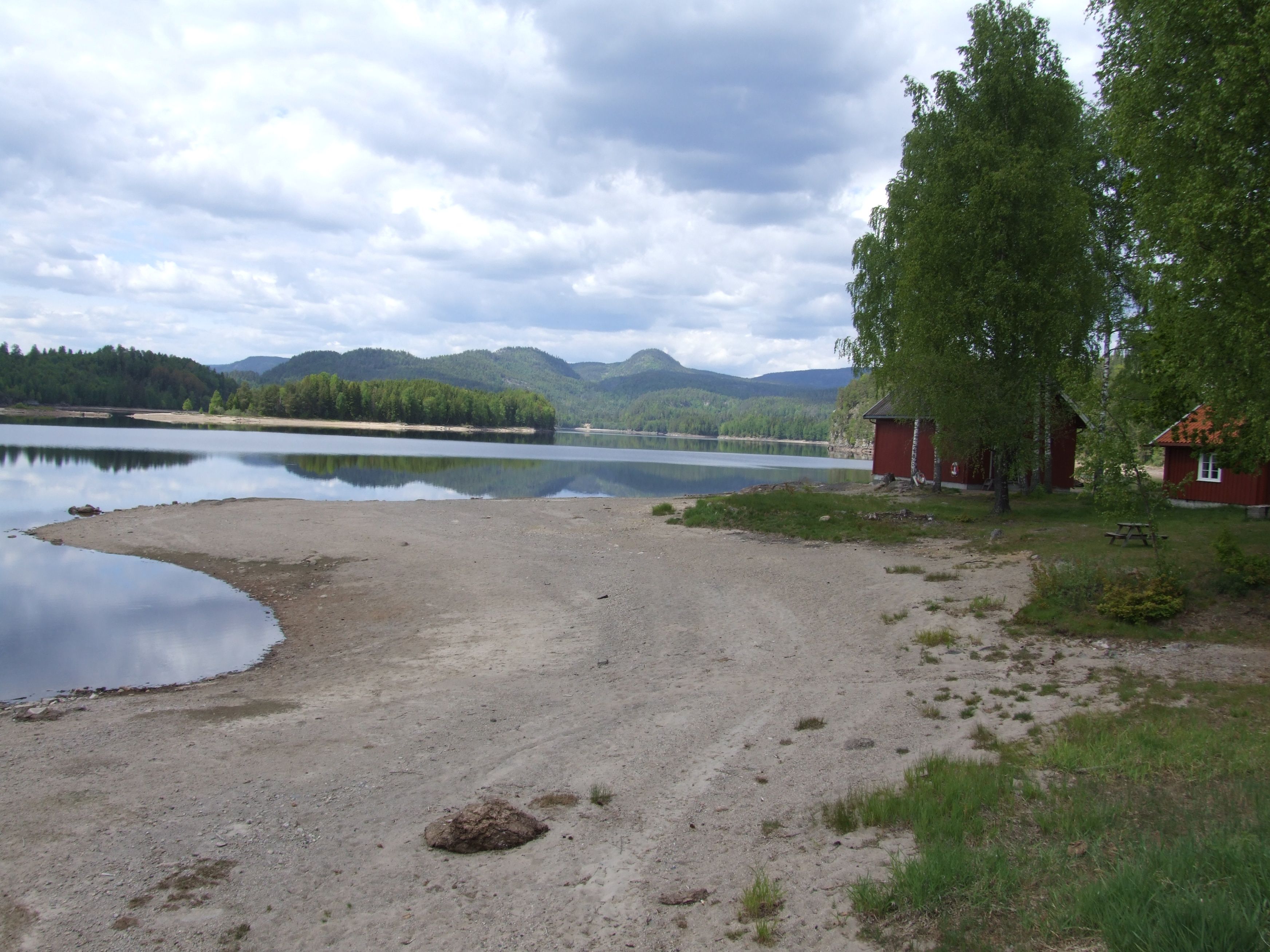 sandstrand på Gorningen badeplass i Siljan