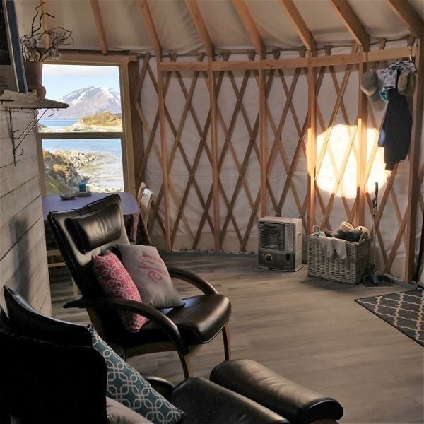 Inside a little hut