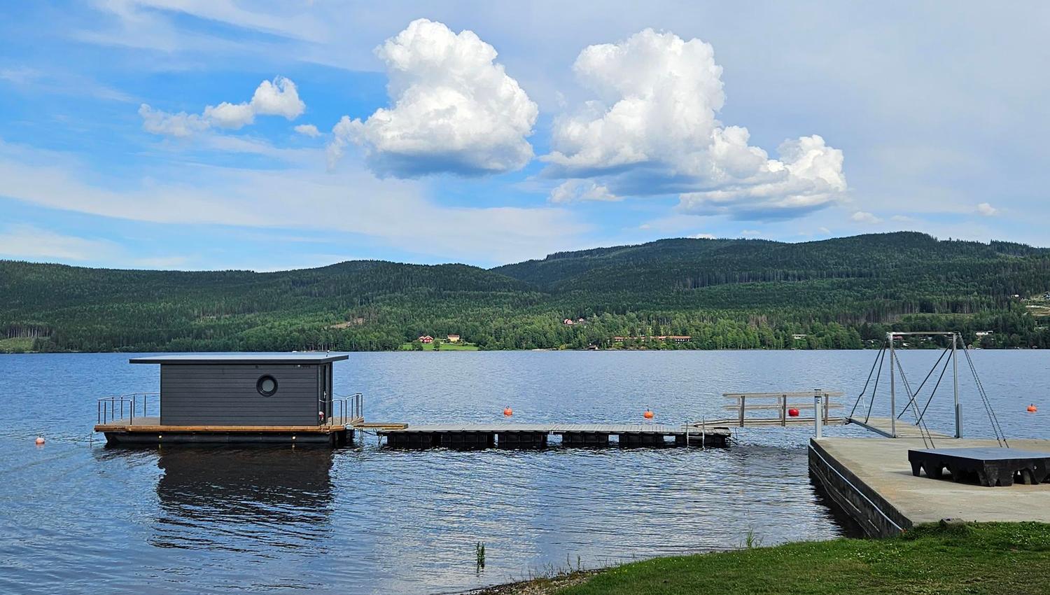 floating sauna on a lake
