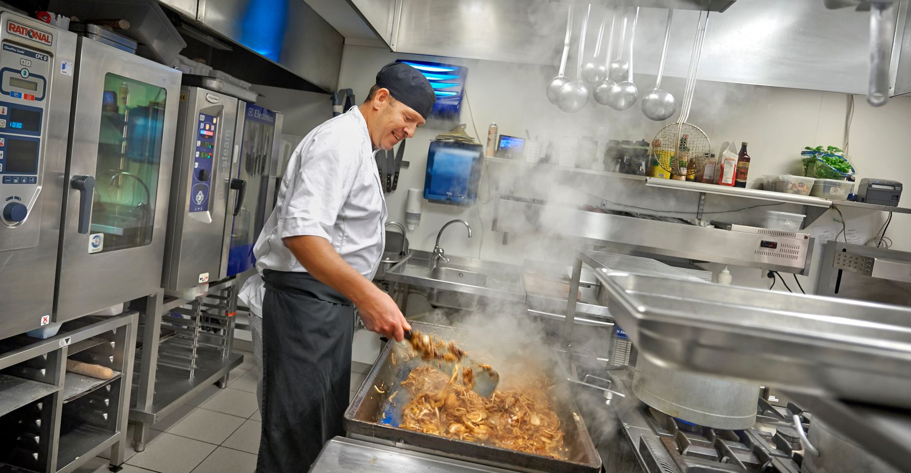 Chef prepares food