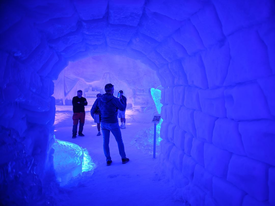 Guests inside the snow dome