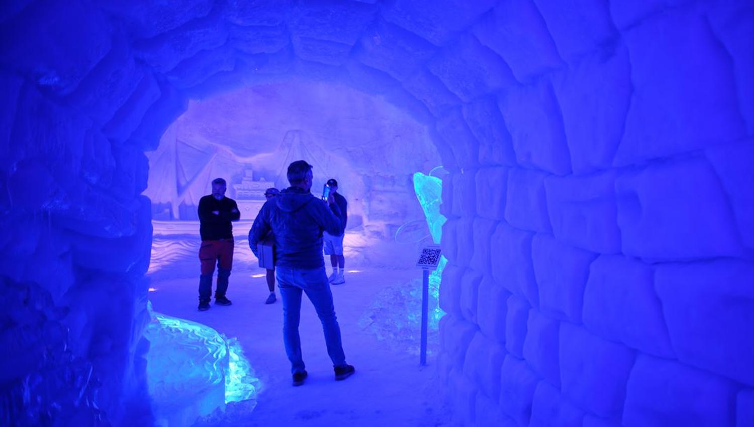 Guests inside the snow dome