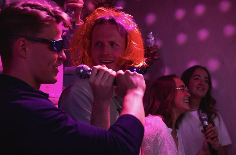 people singing karaoke