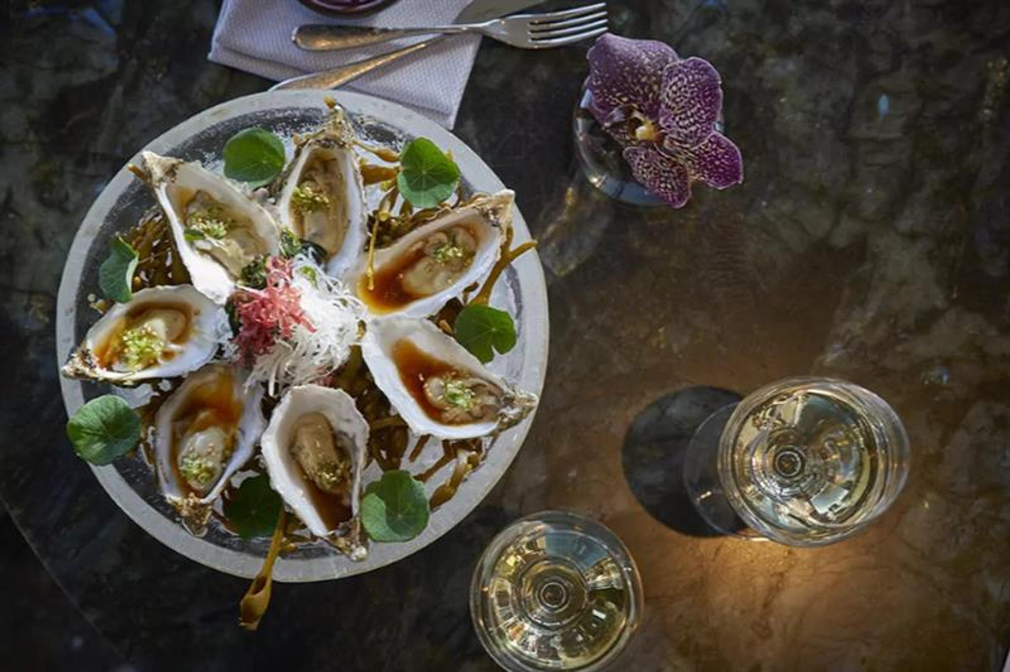 Oysters on a plate.