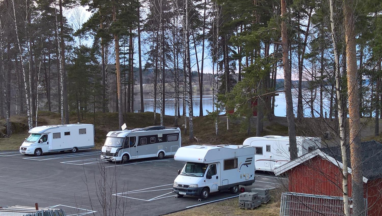 The caravan parking in Ørje with parked caravans