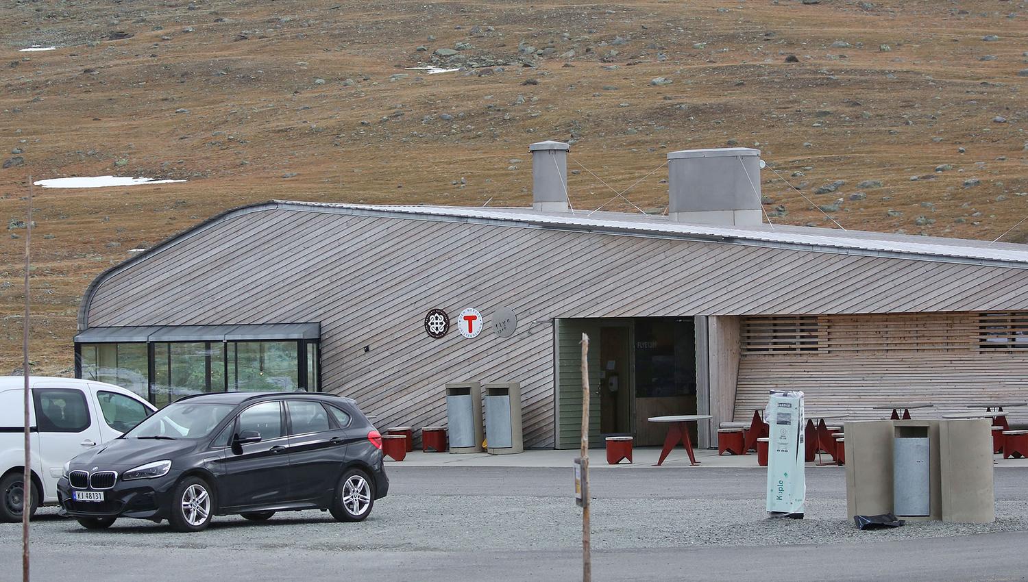 modern wooden building on a high plateau