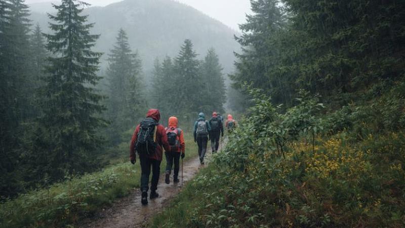 We hike in rain or shine