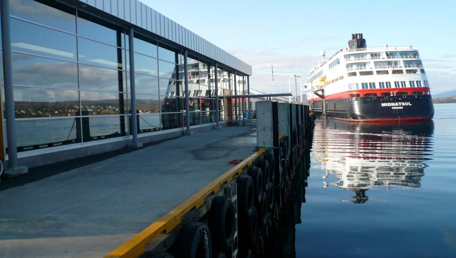 The coastal steamer approching Tromsø harbour