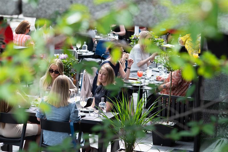 The outdoor seating.