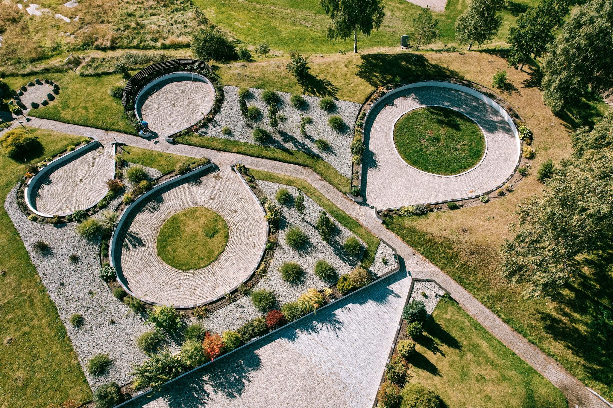 Drone photo of the sensory garden. Photo.