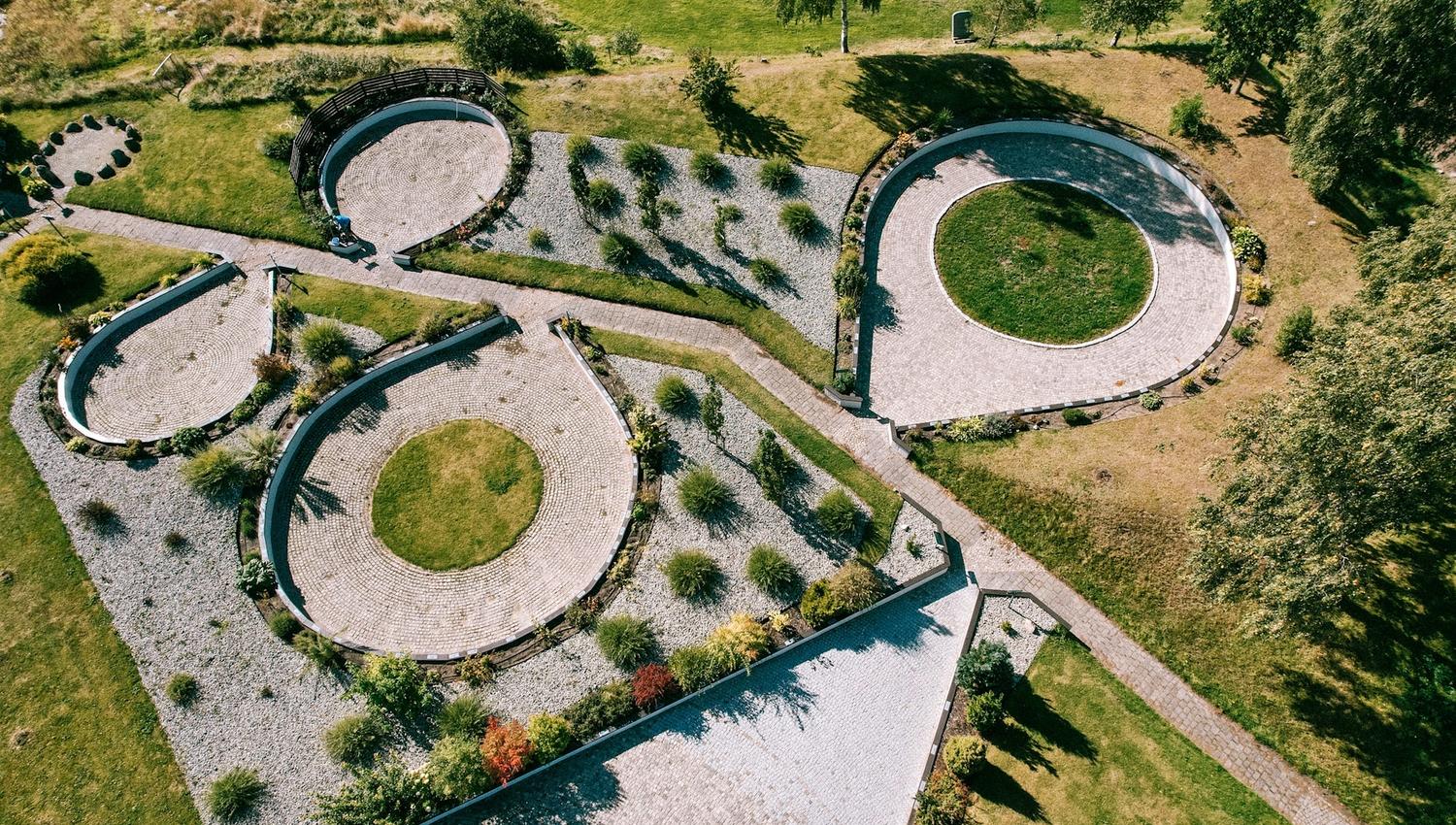 Drone photo of the sensory garden. Photo.