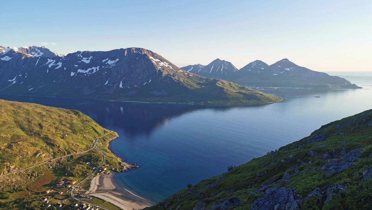 Photo of Grøtfjord from mount Smørstabben