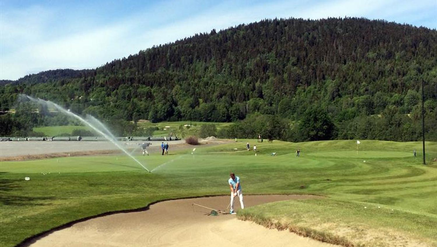 the golf course with the irrigation system