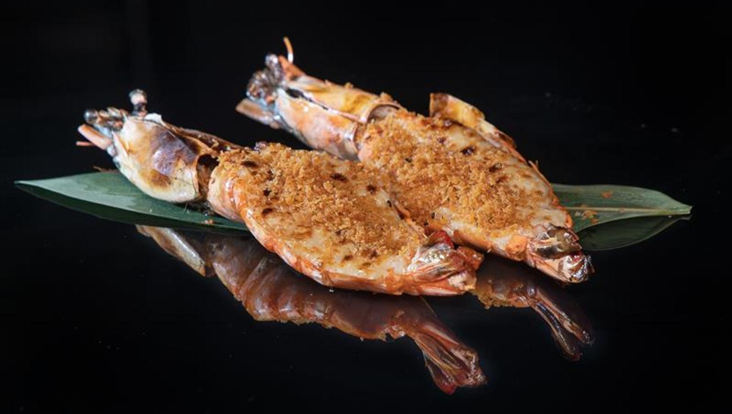Tigerscampi på sort bakgrunn.