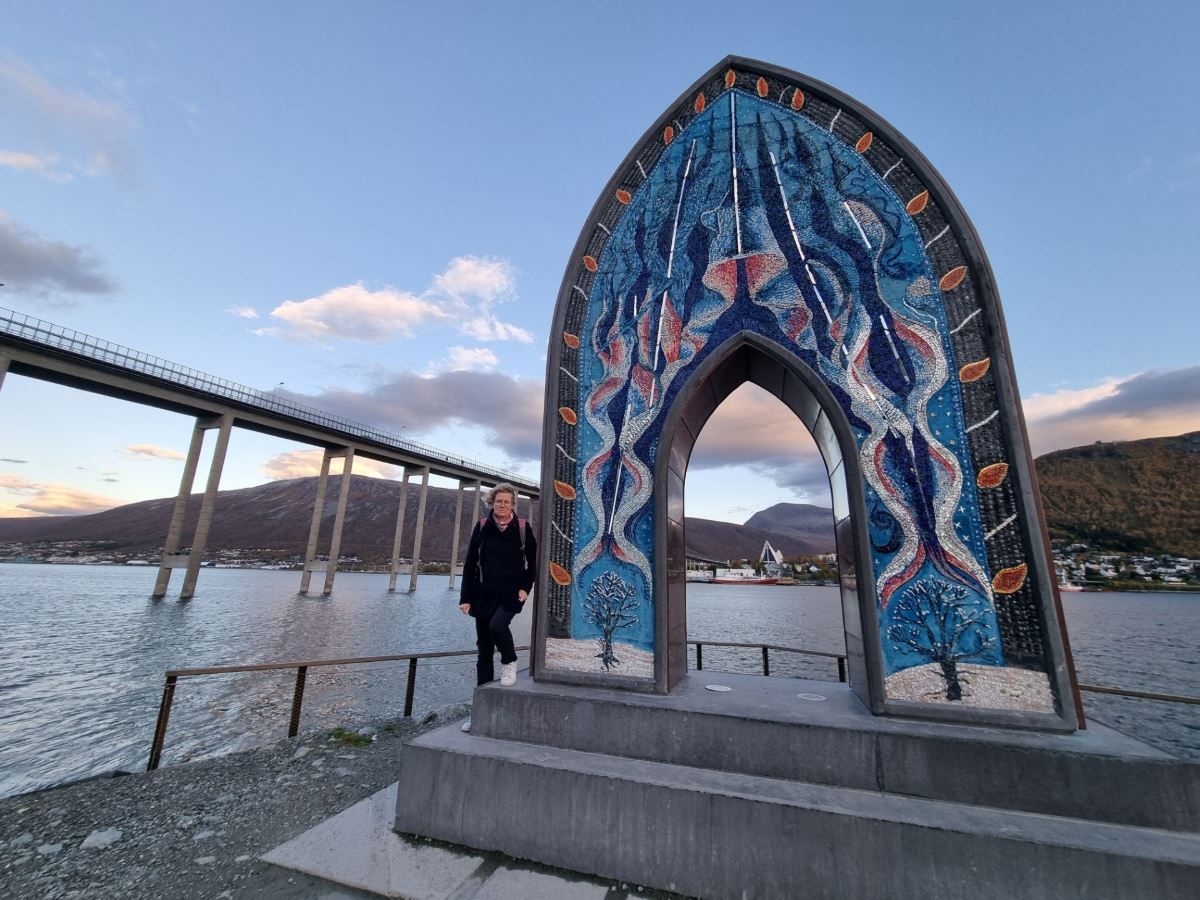 View of a person standing by the Gateway to the Arctic