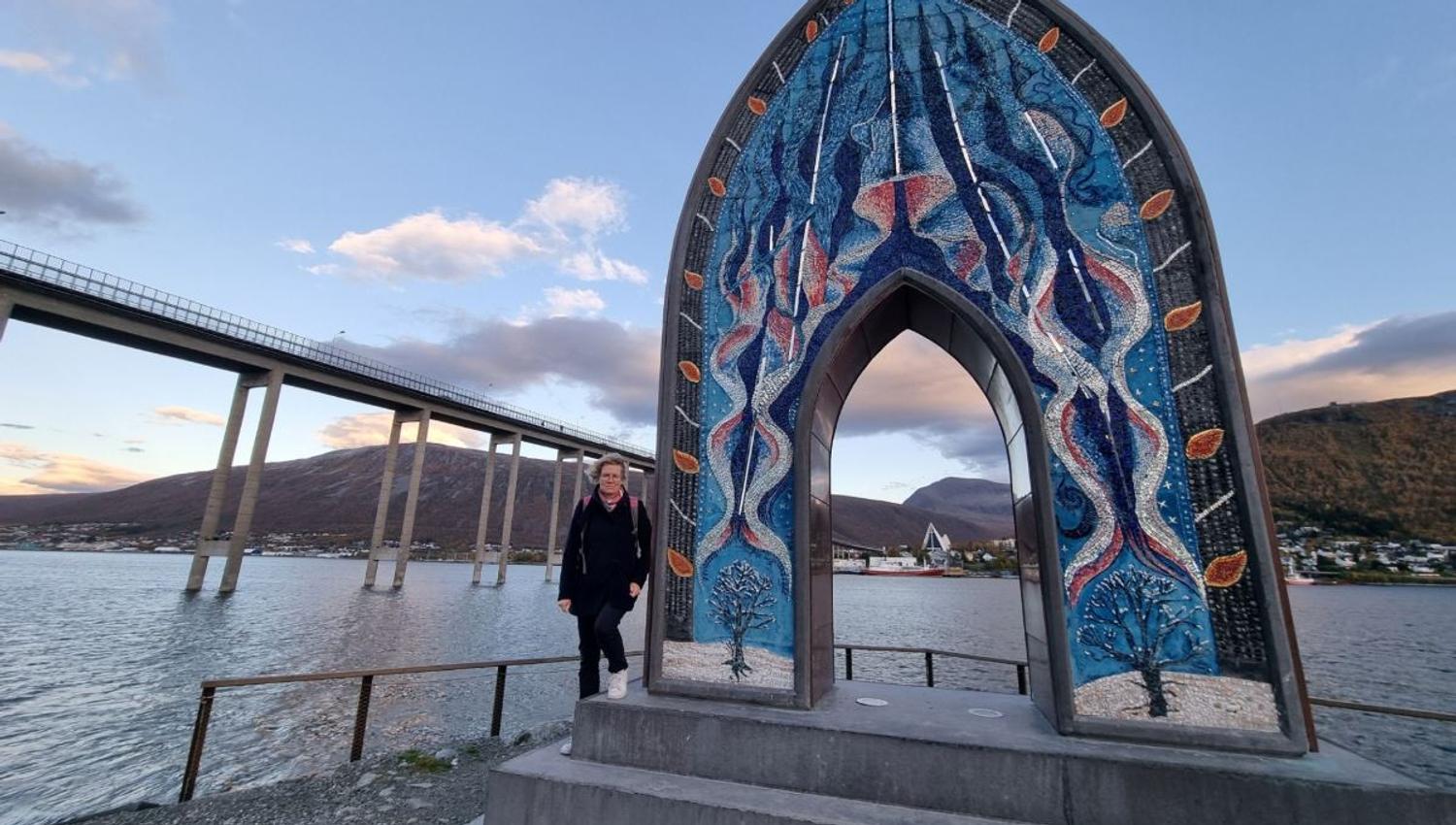 View of a person standing by the Gateway to the Arctic