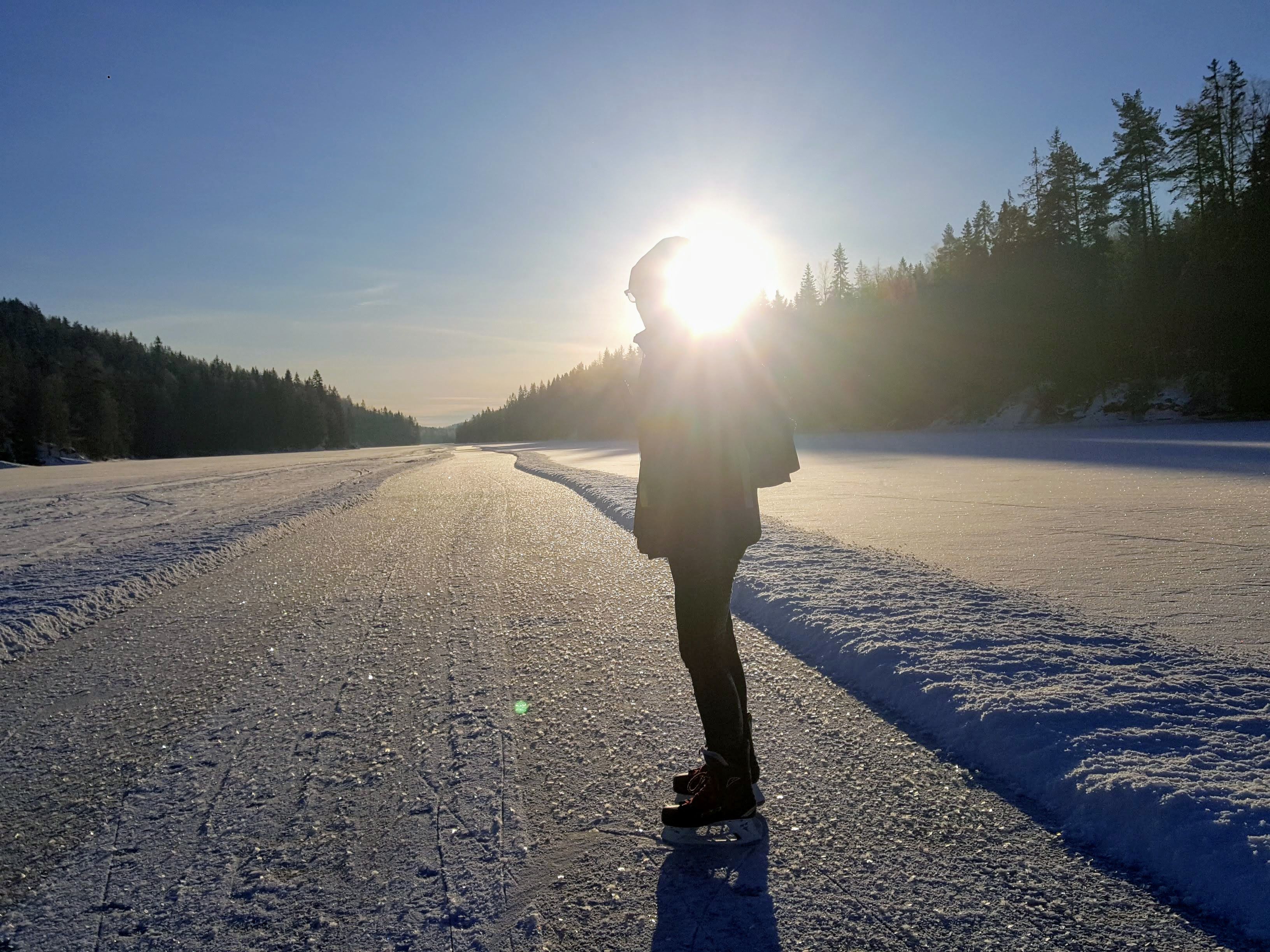 ice skalting on a frozen lake 