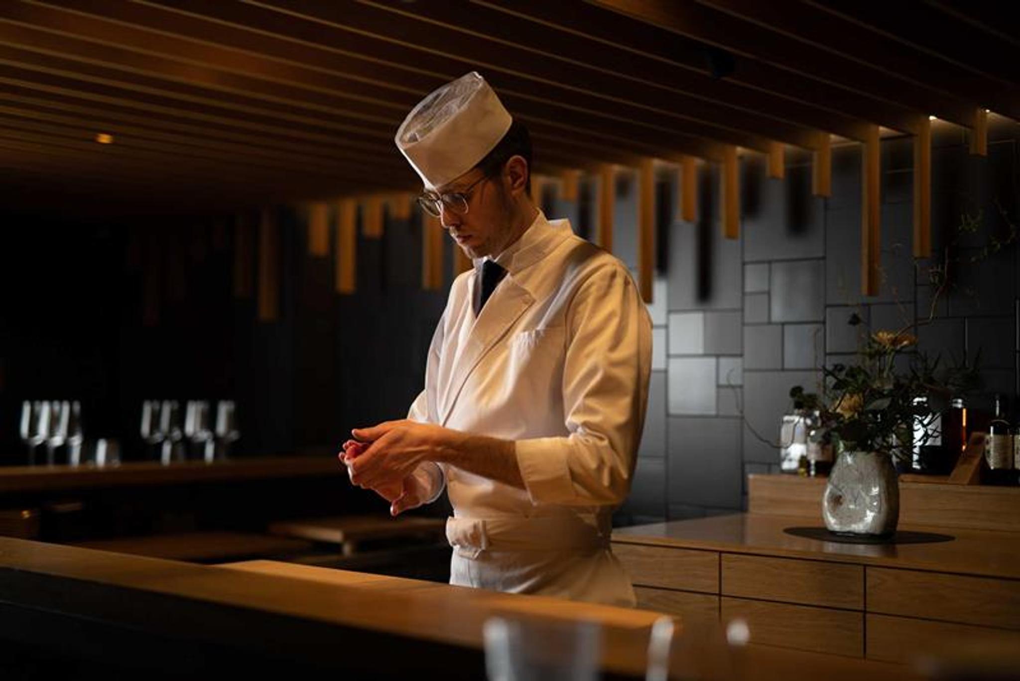 Chef preparing sushi