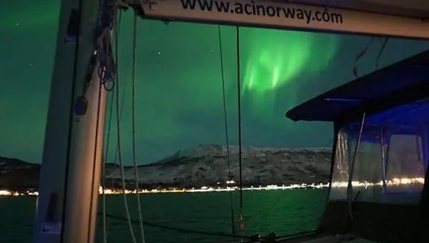 The northern lights seen from the catamaran