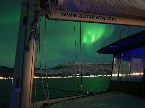 The northern lights seen from the catamaran