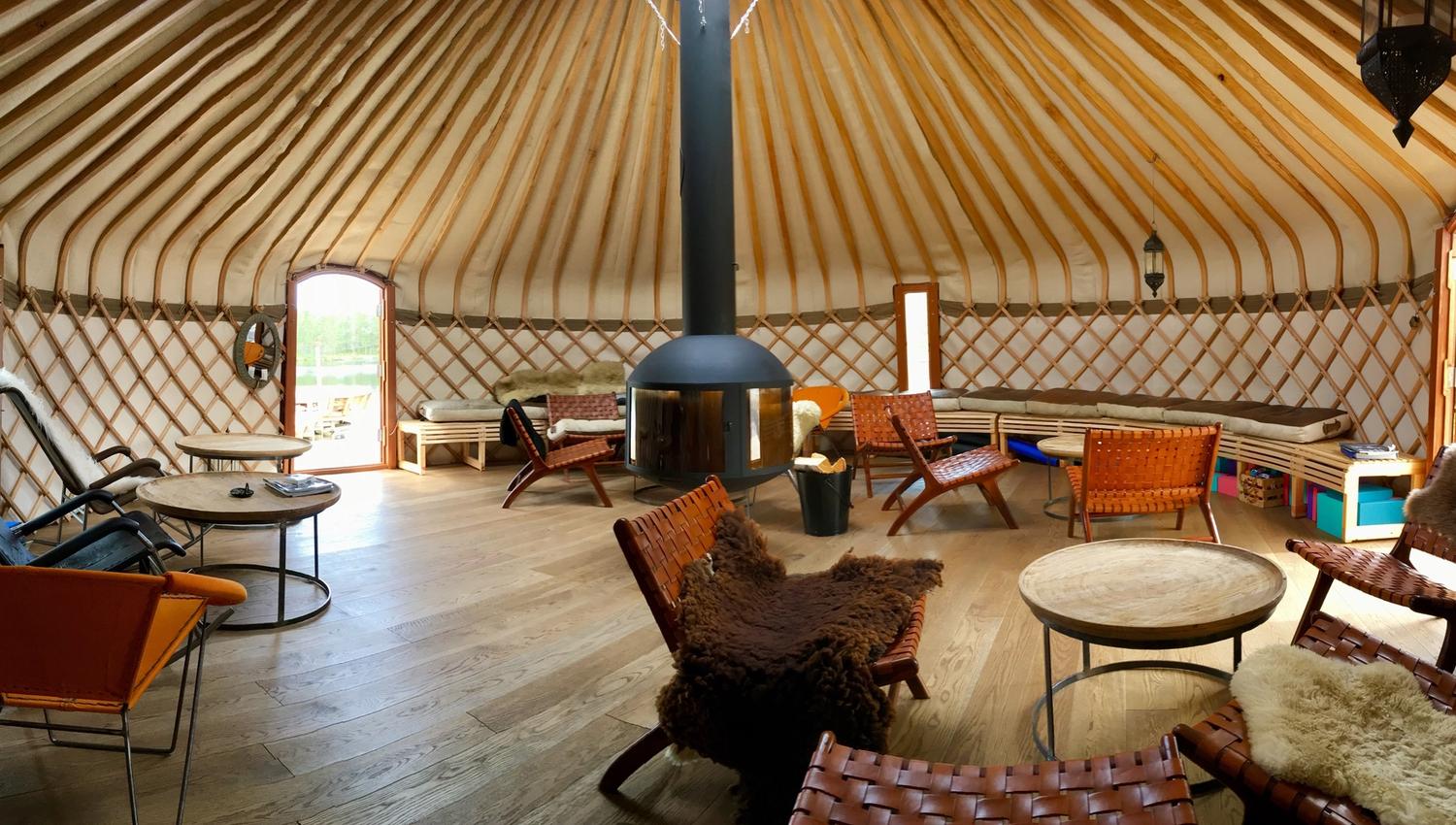 interior of the yurt at Canvas Hotel