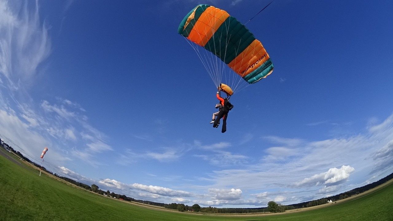 One who is about to land with the parachute