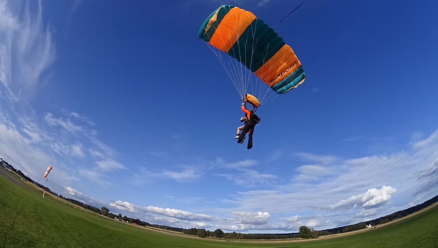 One who is about to land with the parachute