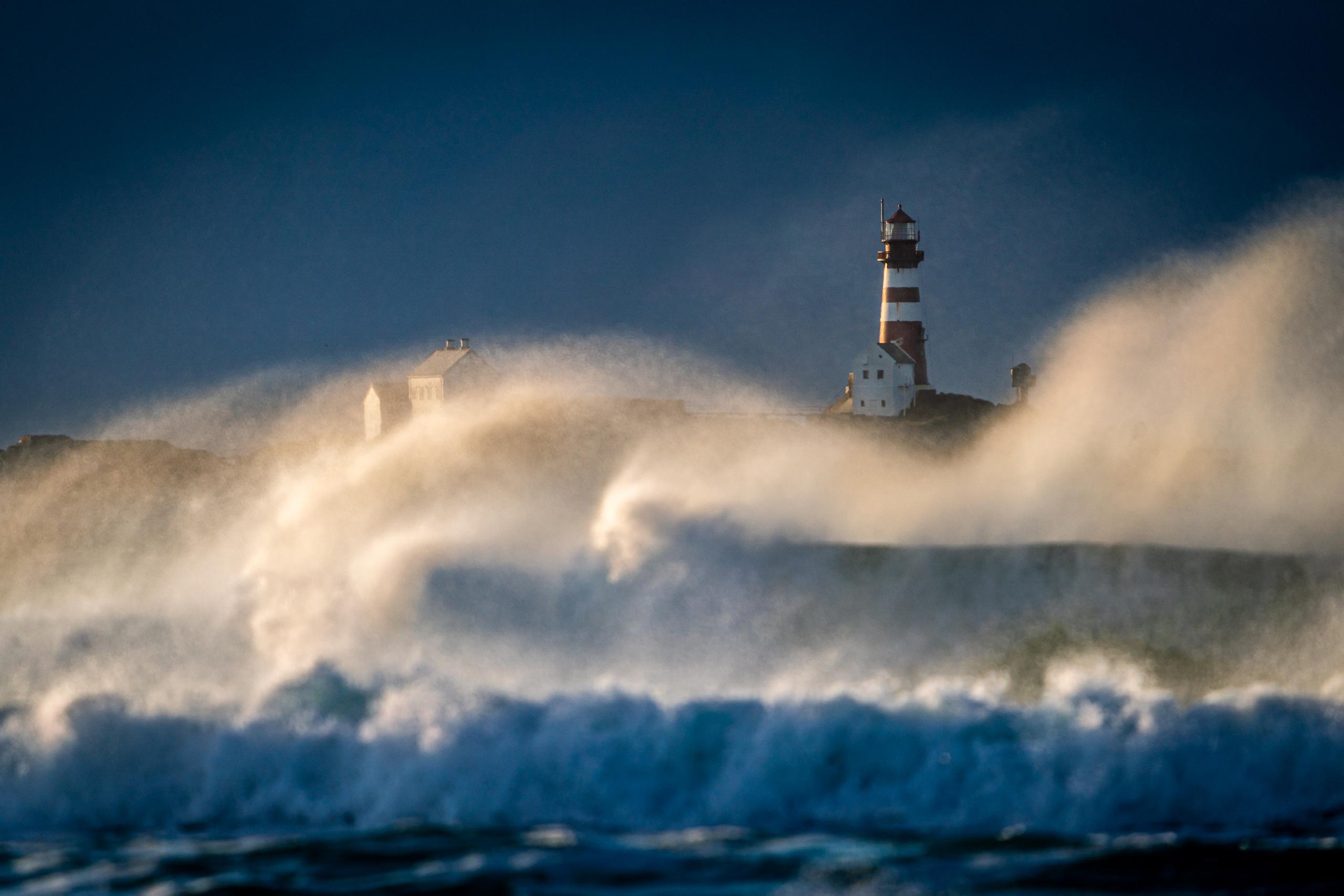 A glimpse of Feistein lighthouse, which is located on an island off the coast.