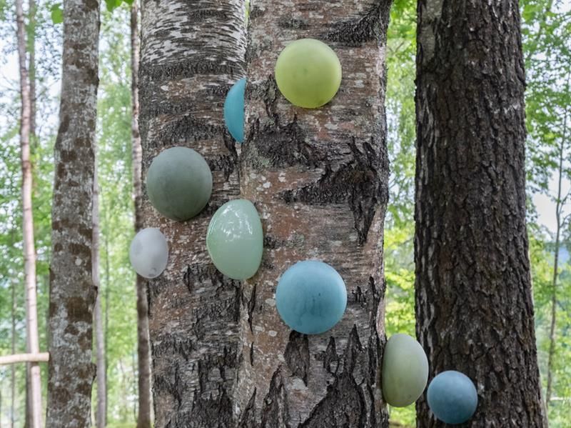Glass balloons in a tree