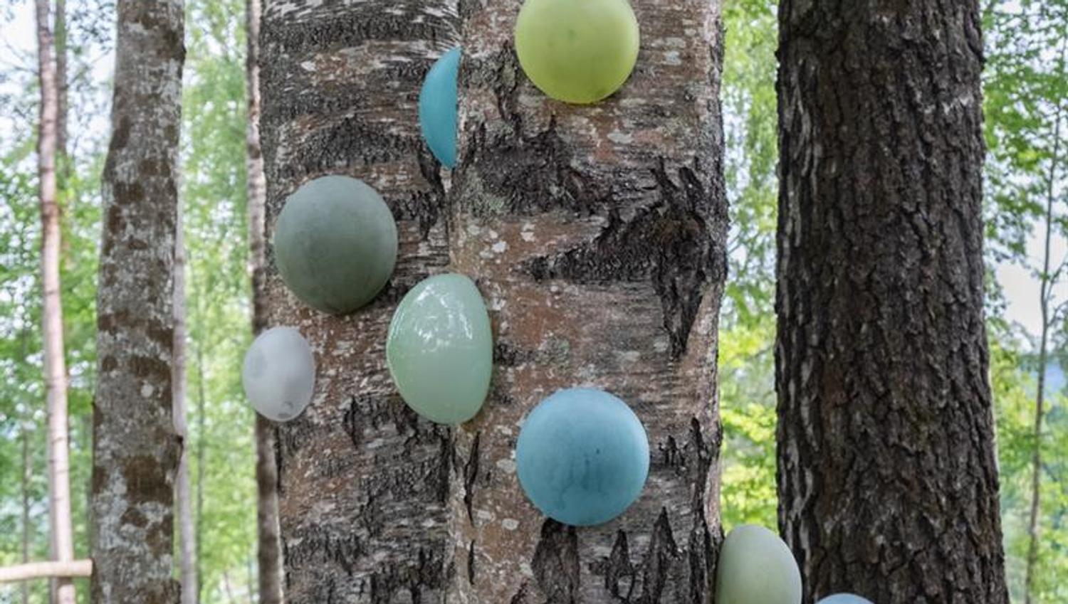Glass balloons in a tree