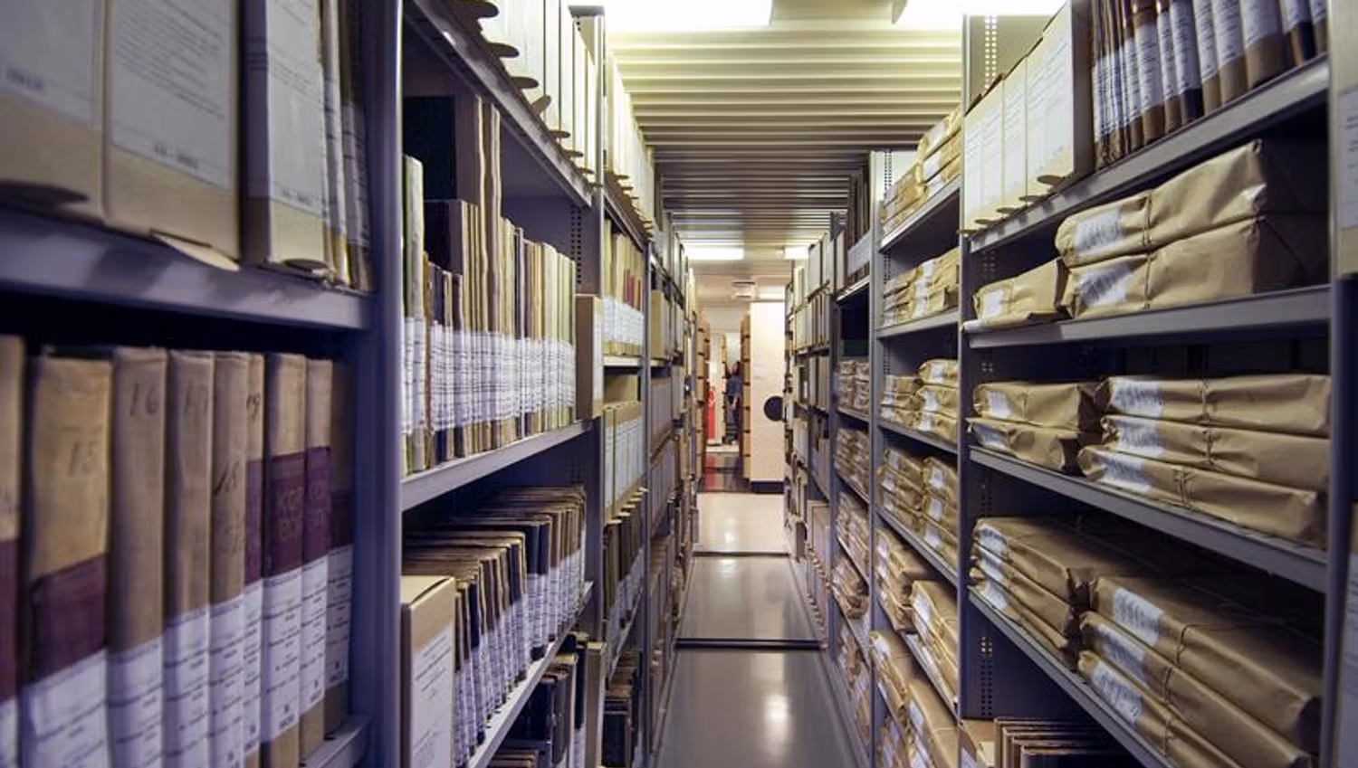 Shelves with archives