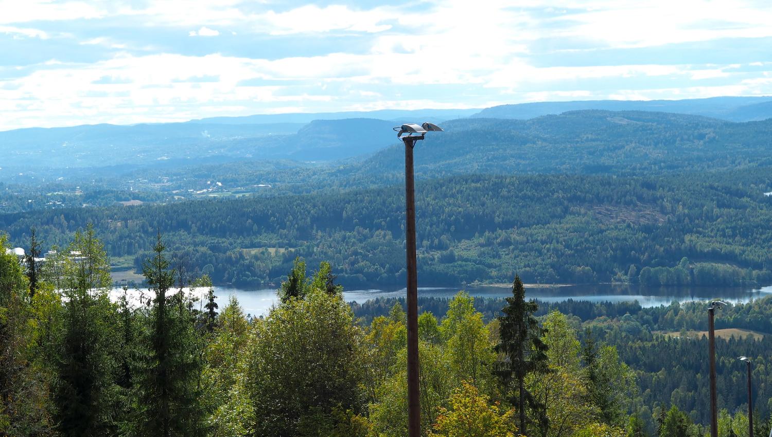 Lyktestolpe i bakken.