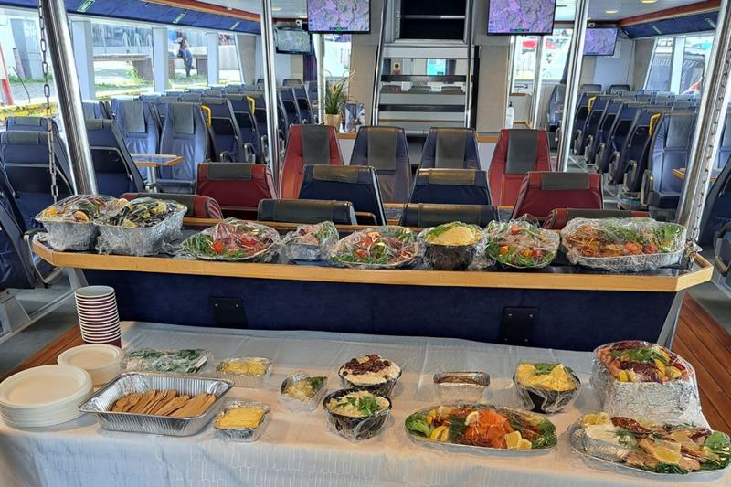 Buffet on board the boat