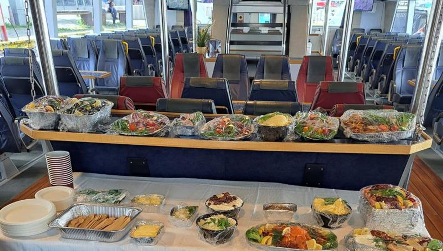Buffet on board the boat