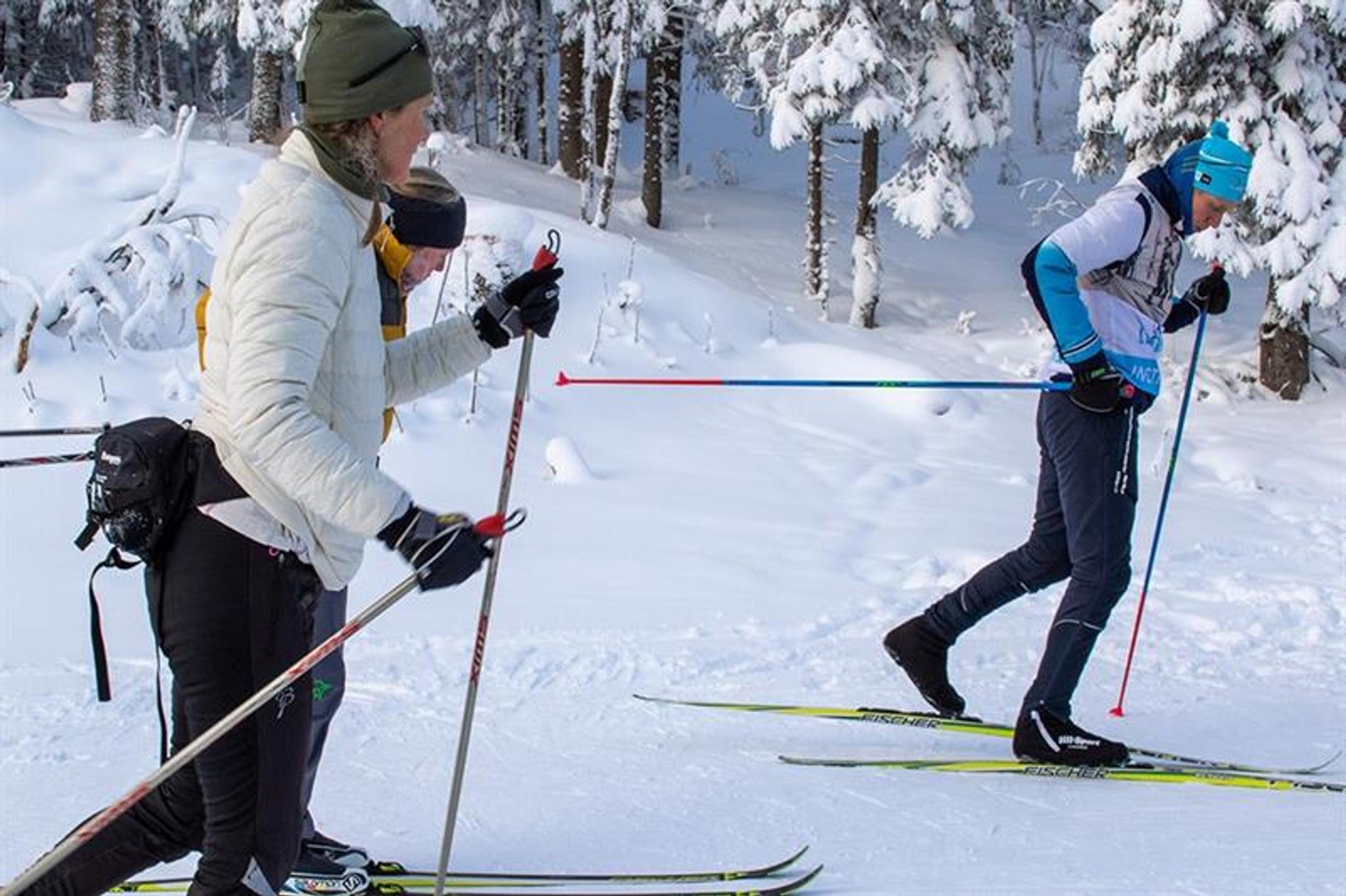Skiers on the ski trail