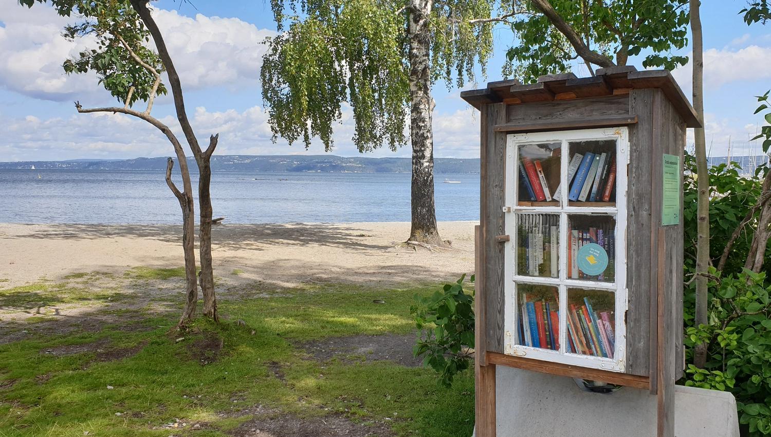 Vollen, Asker, Oslofjord, beach, sand, green area, recreation, frisbee golf, grilling, swim, beach library, read, kids, fun, relax
